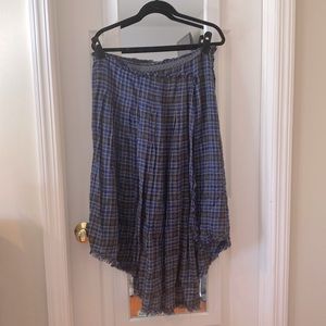 Free People blue/black plaid long skirt.